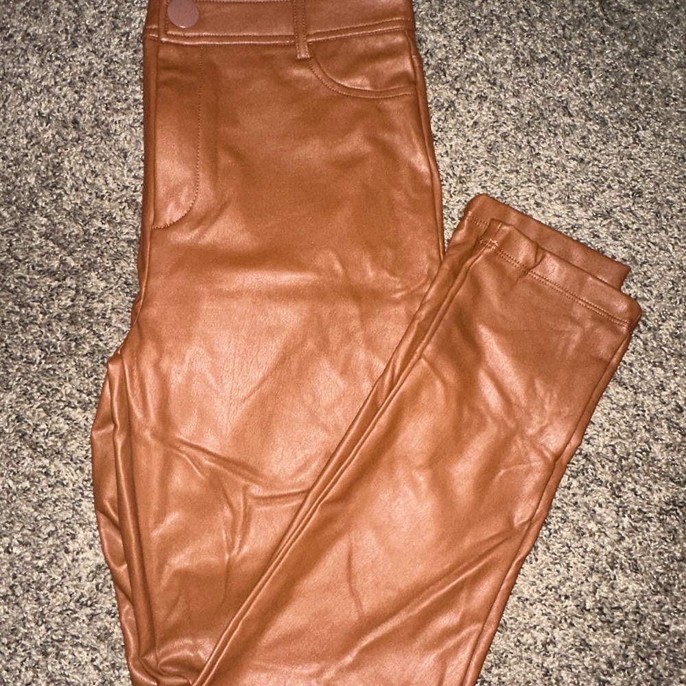 Fashion Nova Tan Faux Leather Pants